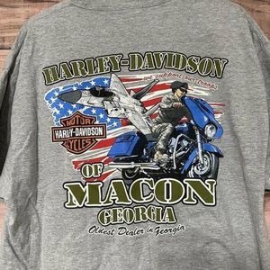 Harley‎ Davidson T-Shirt XL Gray Macon Georgia Support Our Troops 2014